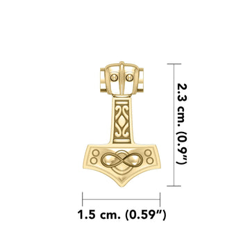 Infinity Thor's Hammer Solid Gold Slider Pendant GTP913 - Jewelry